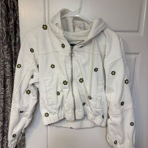 Forever 21 White Floral Embroidered Jacket